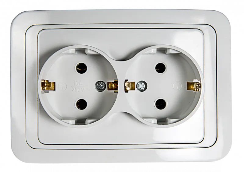 картинка Розетка двойная с заземлением CLASSICO белая 2128 IN HOME