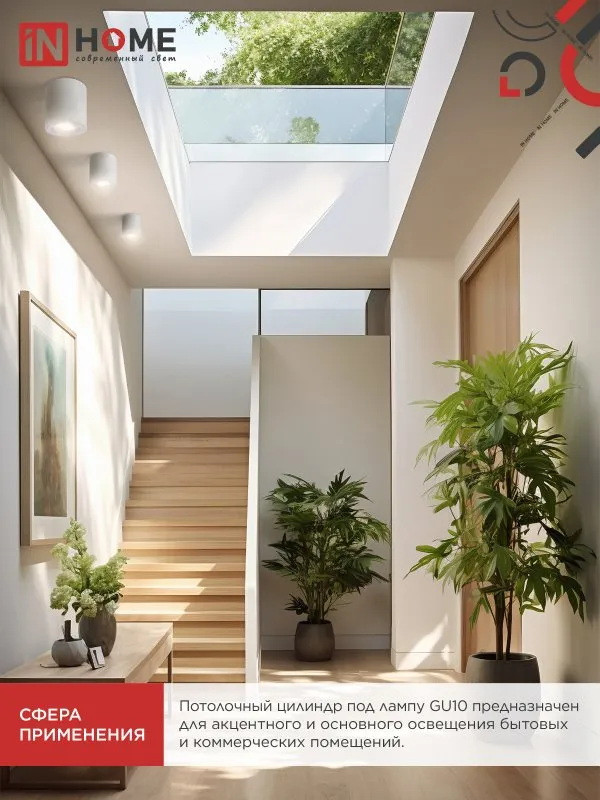 картинка Светильник потолочный НПБ ЦИЛИНДР-GU10-RT-WH поворотный под лампу GU10 80х84мм белый IN HOME