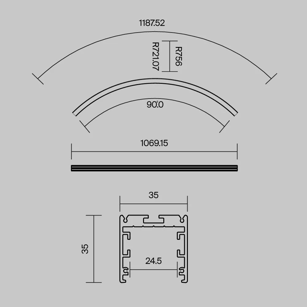 картинка Профиль Led Strip ALM-3535R-B-IN-90°-1.5M