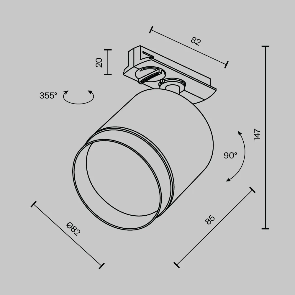 картинка Трековый светильник Technical TR088-1-GX53-B