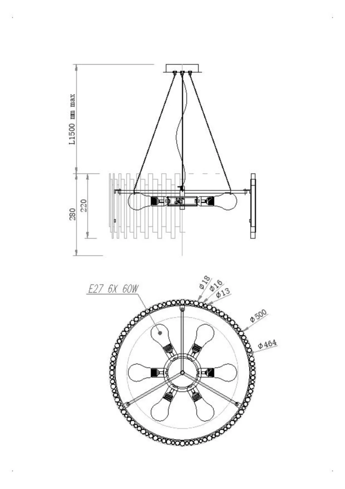 картинка Подвесной светильник Maytoni MOD136PL-06BS
