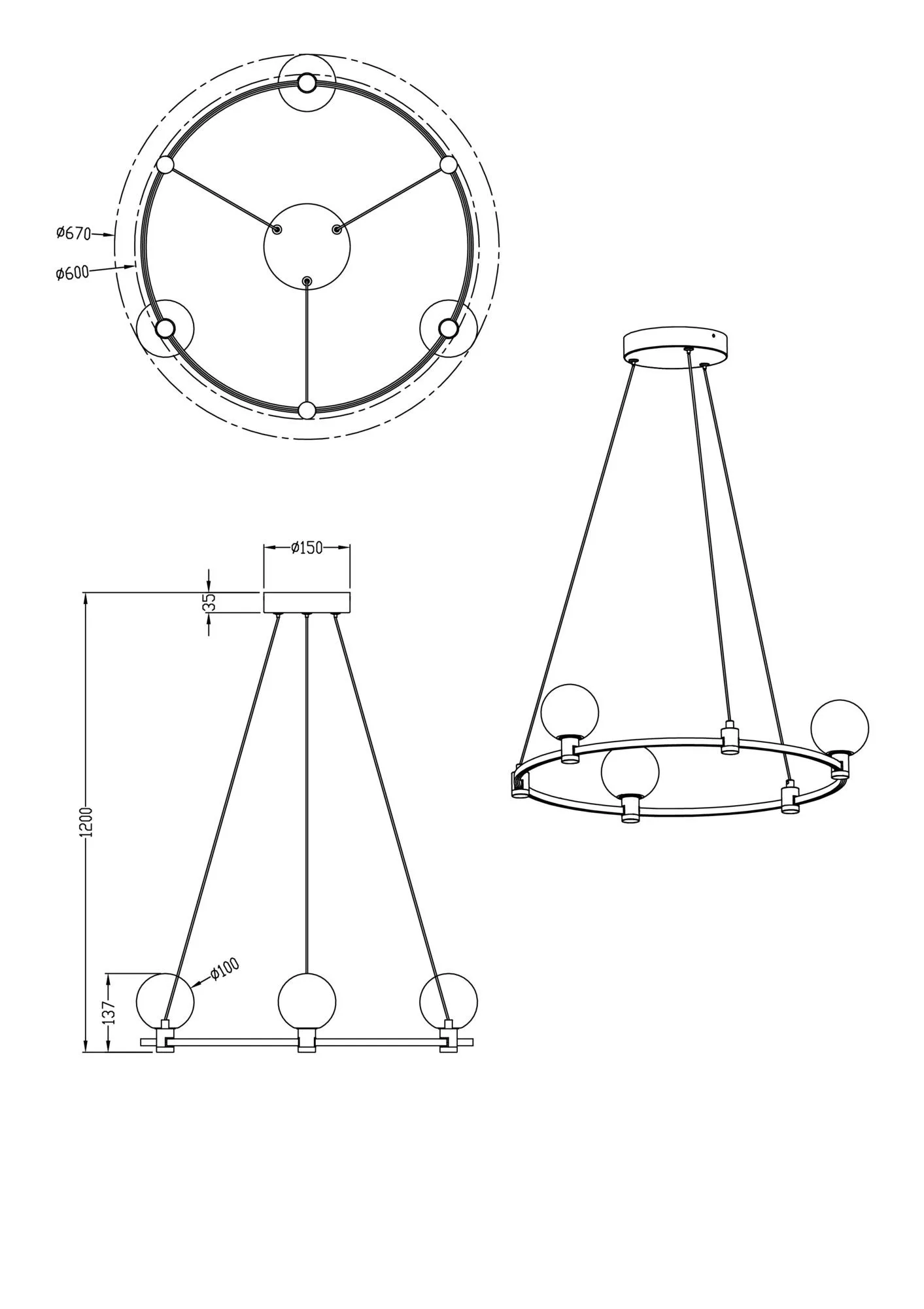 картинка Подвесной светильник Freya FR4005PL-03G1