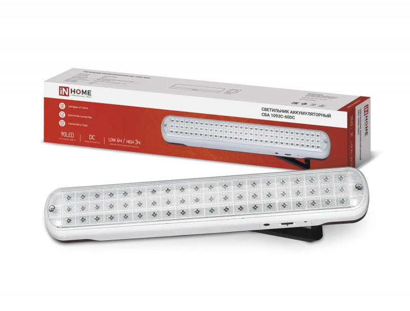 картинка Светильник светодиодный аварийный СБА 1093С-90DC 90LED Li-ion DC IN HOME