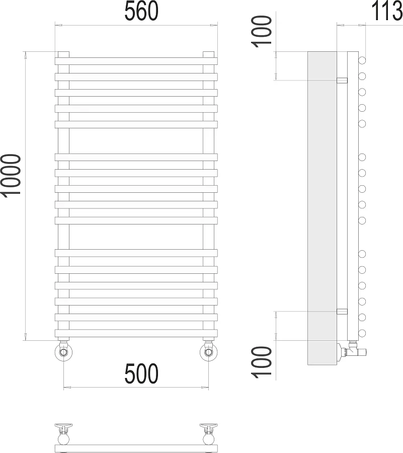 картинка Полотенцесушитель водяной TERMINUS  Кремона П16 500х1000, арт.4670078530677