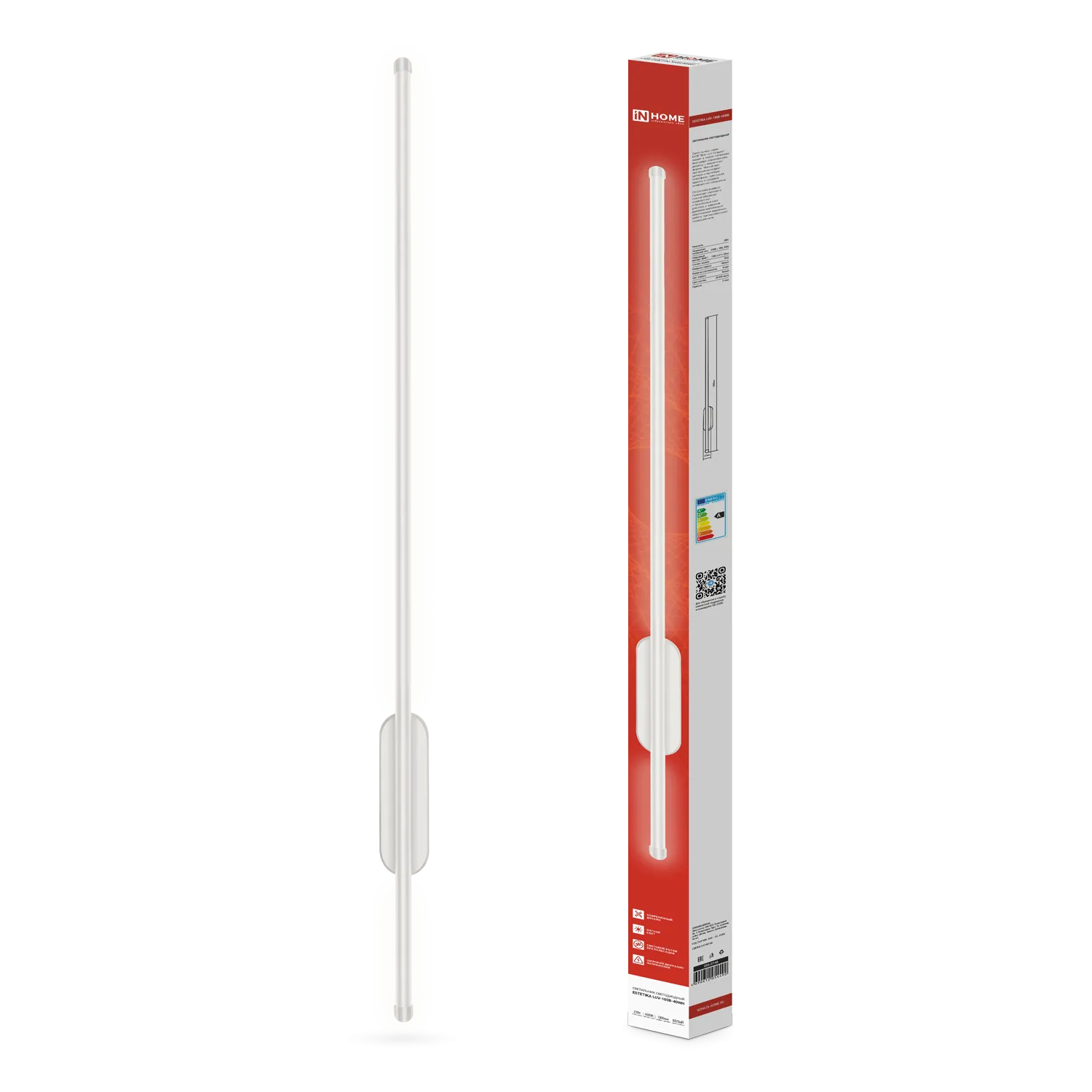 картинка Светильник светодиодный ESTETIKA LUV-100B-40WH 20Вт 230В 4000K 1400Лм 1000х50x25 белый IN HOME