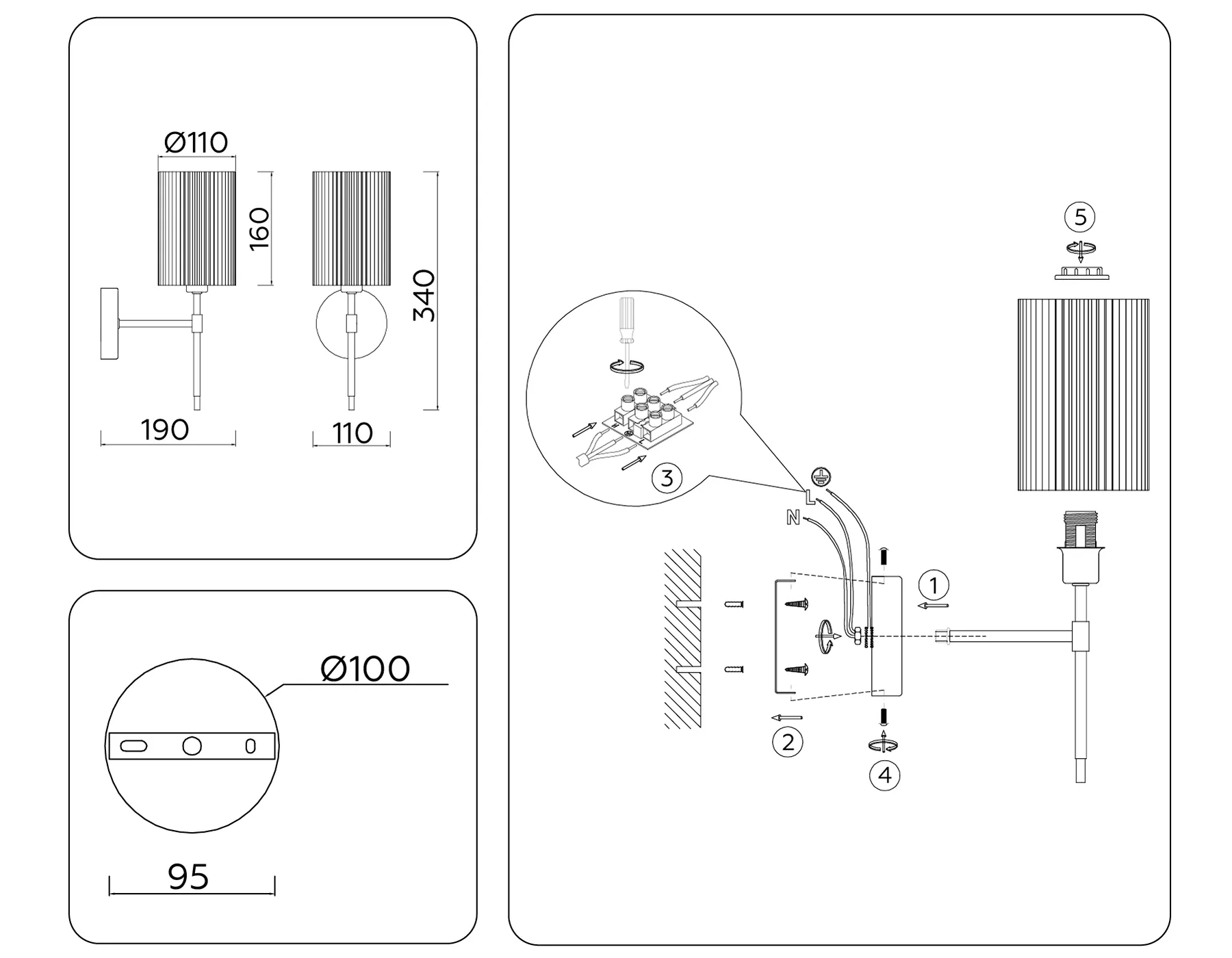 картинка Настенный светильник с абажуром LH72385