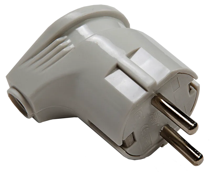 картинка Вилка угловая с заземлением 16А белая 4110 IN HOME