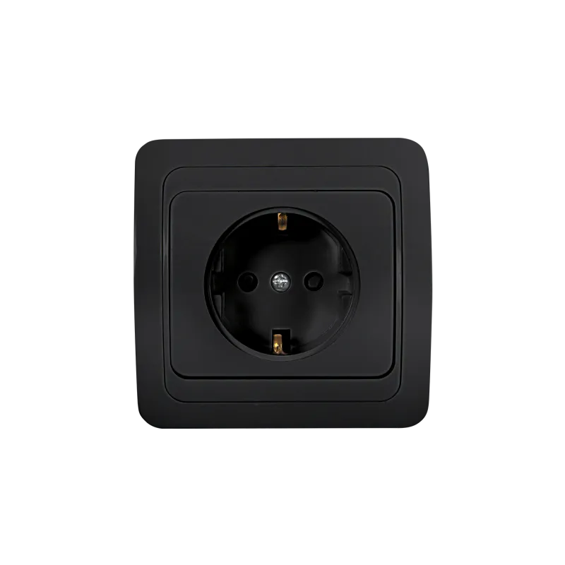 картинка Розетка одинарная с заземлением CLASSICO черная 2028B IN HOME