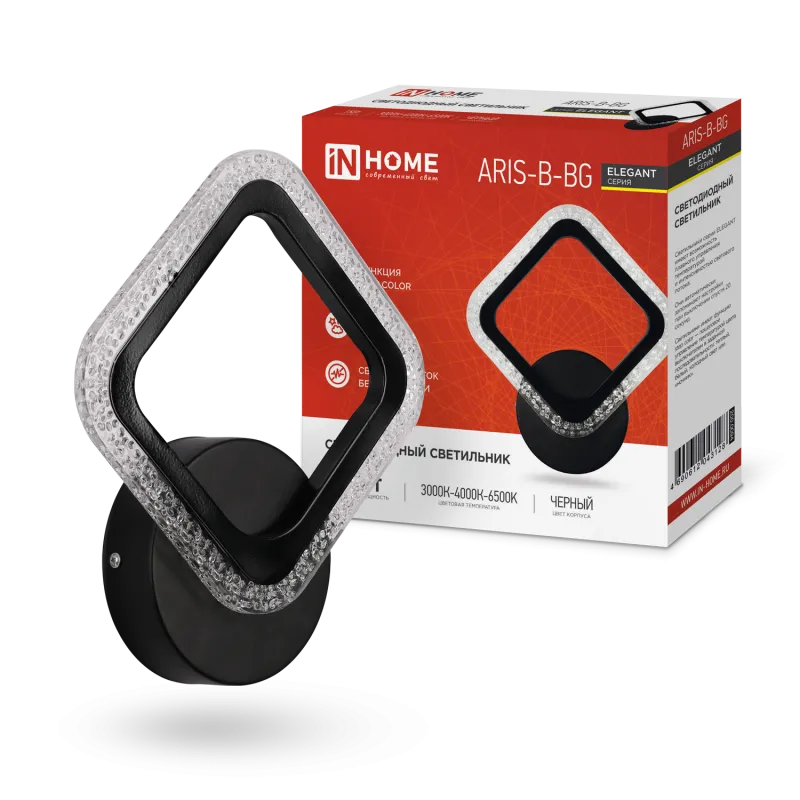 картинка Светильник светодиодный ELEGANT ARIS-B-BG 15Вт 230В 3000-6500K 1200Лм STEP COLOR черный IN HOME