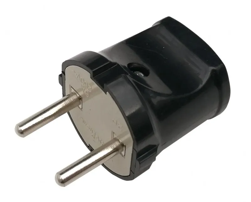 картинка Вилка прямая 10А черная 4242 IN HOME