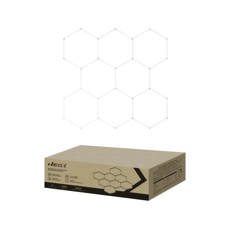 картинка Светильник светодиодный ДБО-HEXAGON 8С-35065 350Вт 230В 6500К 8 сот 0.5м шнур с вилкой 2350х2442мм NEOX