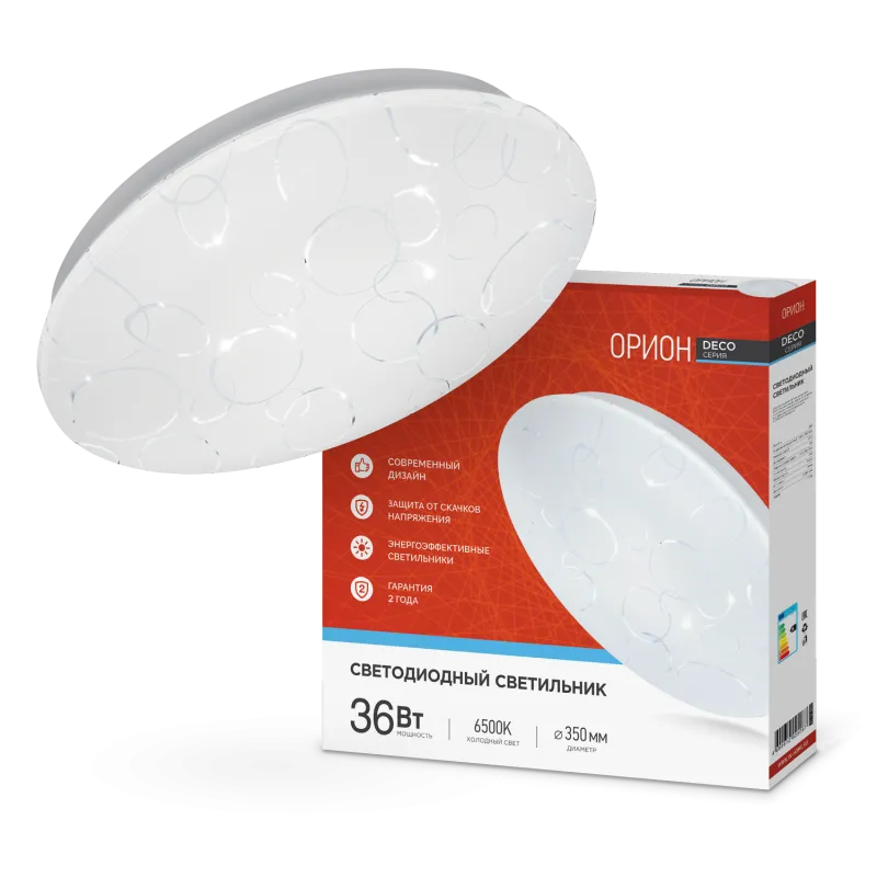 картинка Светильник светодиодный серии DECO ОРИОН 36Вт 230В 6500К 3240Лм 380х55мм IN HOME