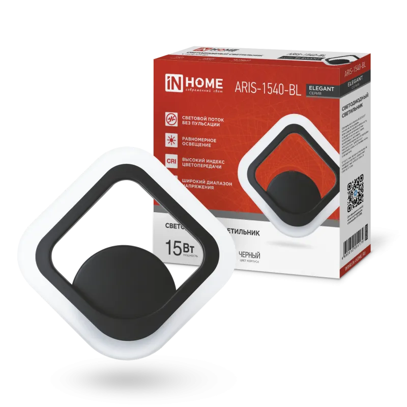 картинка Светильник светодиодный ELEGANT ARIS-1540-BL 15Вт 230В 4000K 1200Лм черный IN HOME
