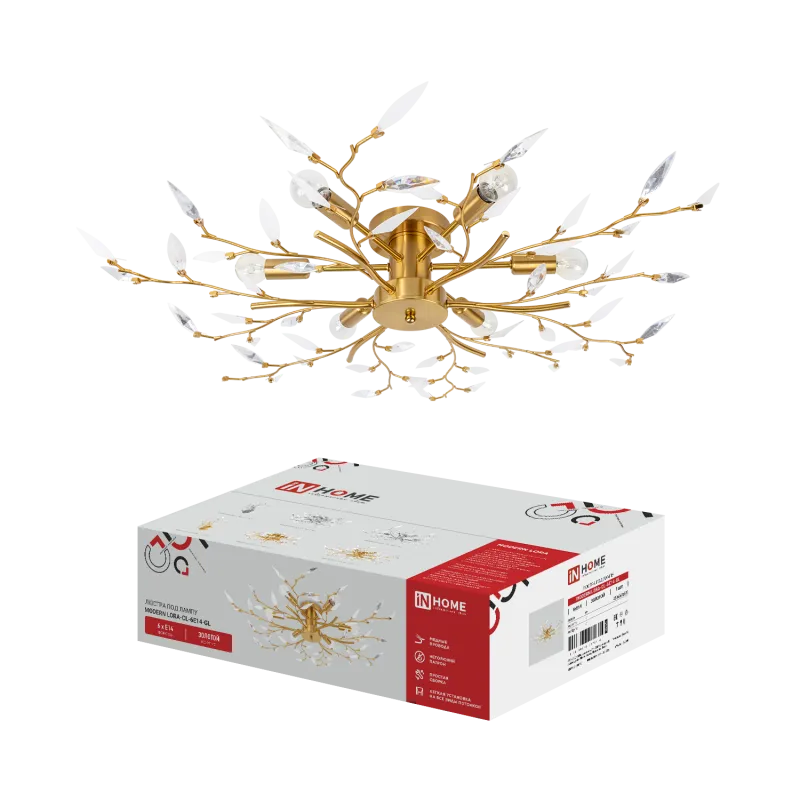 картинка Люстра под лампу MODERN LORA-CL-6E14-GL 6хЕ14 золотой IN HOME