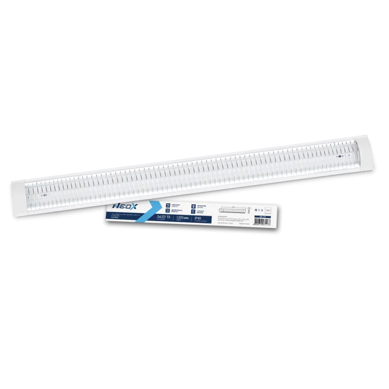 картинка Светильник под светодиодную лампу SPO-405R 2xLED-Т8-1200 с решеткой G13 1200мм IP40 NEOX