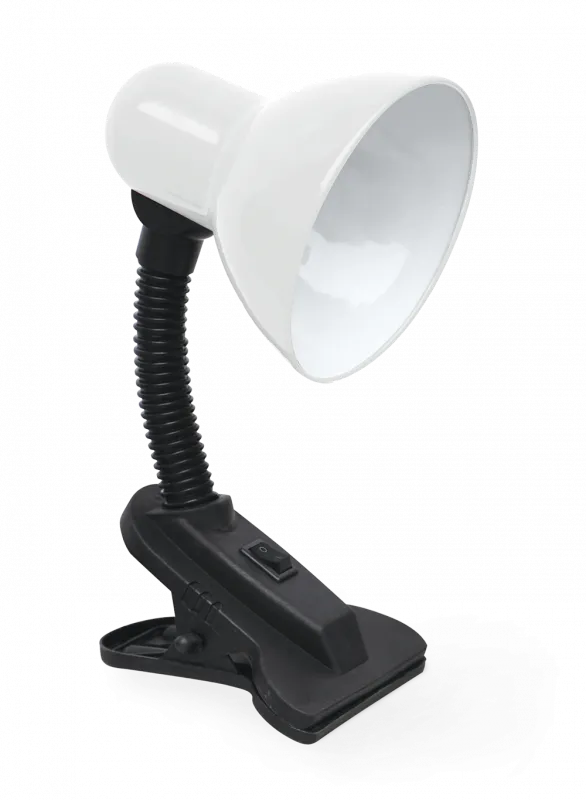 картинка Светильник настольный под лампу на прищепке СНП 21Б-E27 230В БЕЛЫЙ (с подвесом) IN HOME