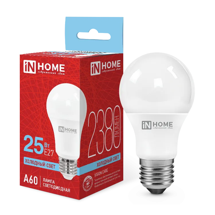 картинка Лампа светодиодная LED-A60-VC 25Вт 230В Е27 6500К 2380Лм IN HOME