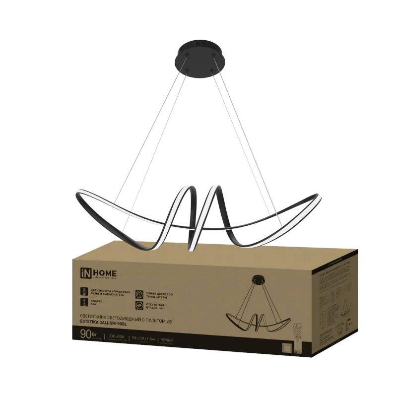 картинка Светильник светодиодный ESTETIKA DALI-SM-90BL 90Вт 230В 3000-6500K 760х210x210мм 1.2м трос ДУ черный IN HOME