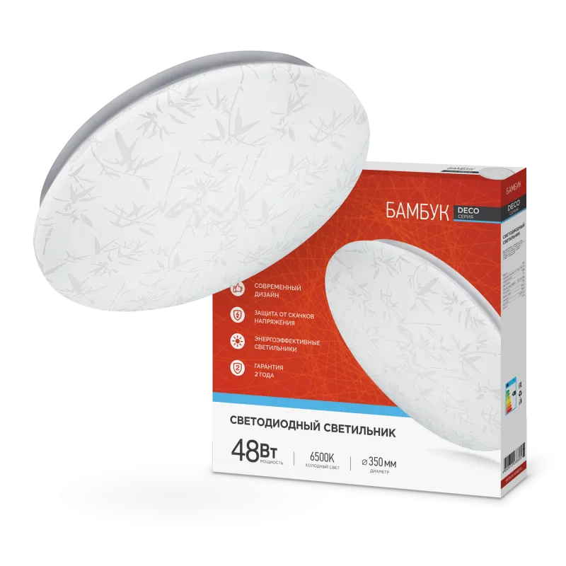 картинка Светильник светодиодный серии DECO БАМБУК 48Вт 230В 6500К 4320Лм 380х55мм IN HOME