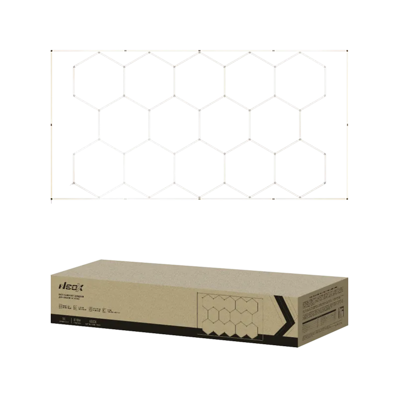 картинка Светильник светодиодный ДБО-HEXAGON 14С-81065 810Вт 6500К 14сот с рамкой 0.5м шнур с вилкой 4835х2430мм NEOX