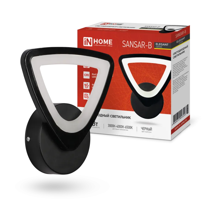 картинка Светильник светодиодный ELEGANT SANSAR-B 15Вт 230В 3000-6500K 1050Лм STEP COLOR черный IN HOME