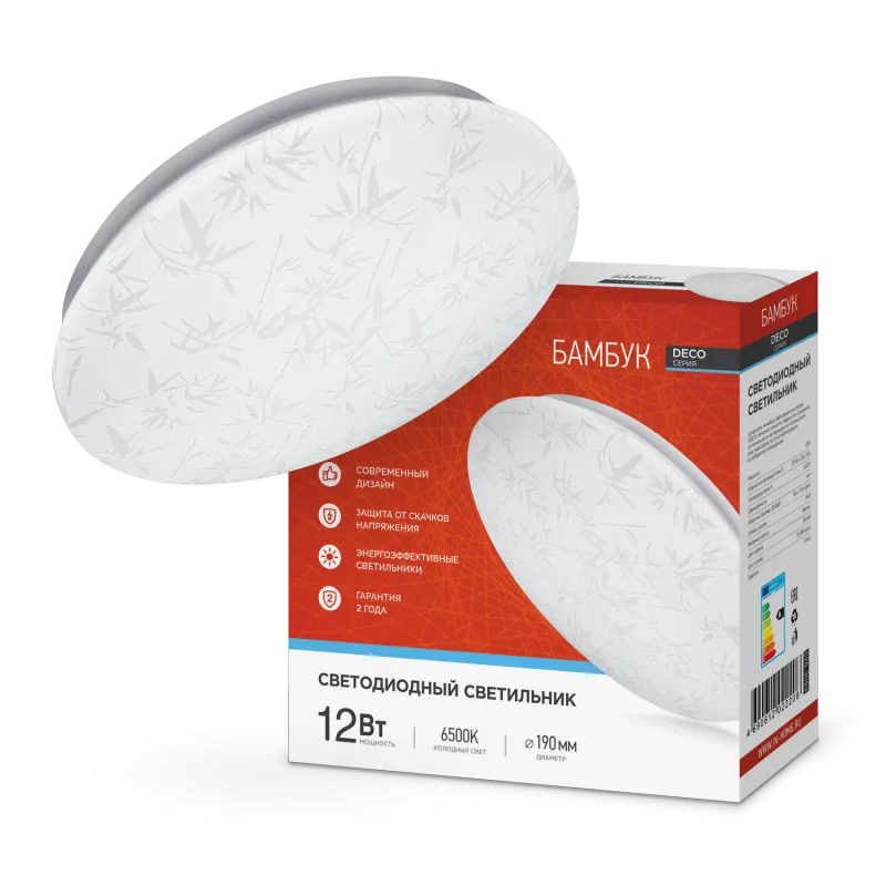 картинка Светильник светодиодный серии DECO БАМБУК 12Вт 230В 6500К 1080Лм 210х65мм IN HOME