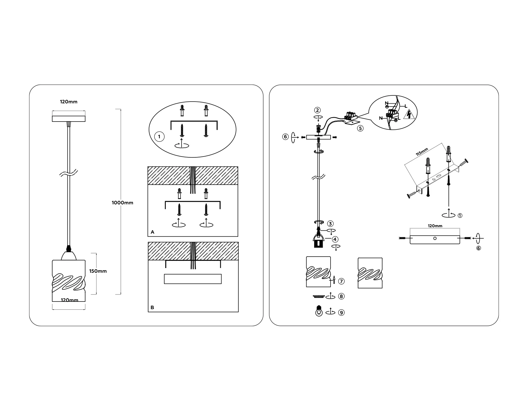 картинка Светильник подвесной со стеклянным плафоном
