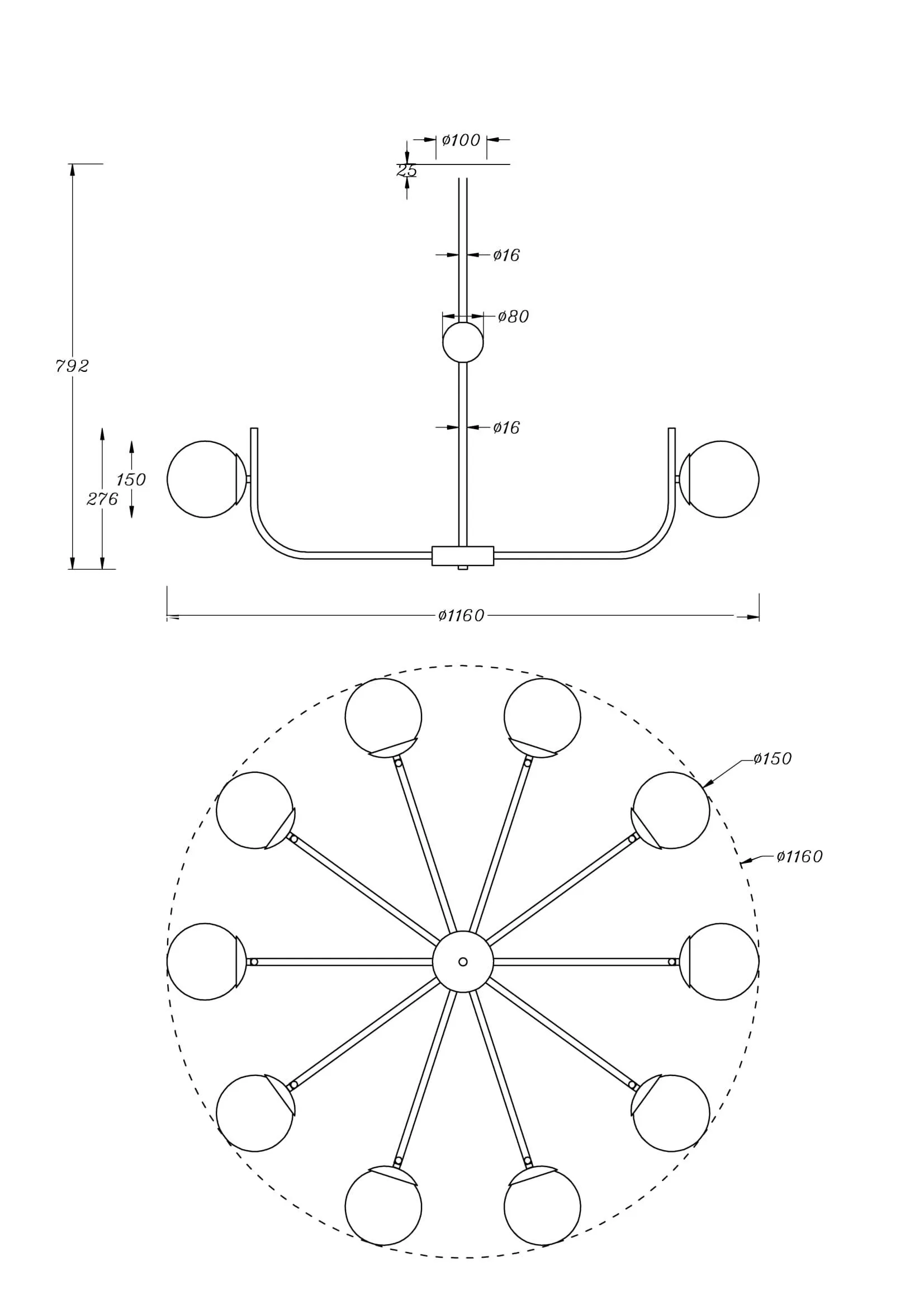 картинка Подвесной светильник Maytoni MOD109PL-10BS
