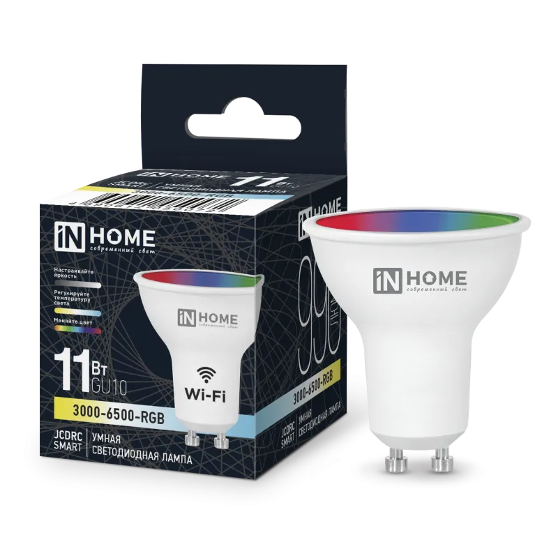 картинка Лампа светодиодная LED-JCDRC-RGBW-SMART 11Вт 230В Wi-Fi GU10 RGB-3000-6500К 990Лм IN HOME