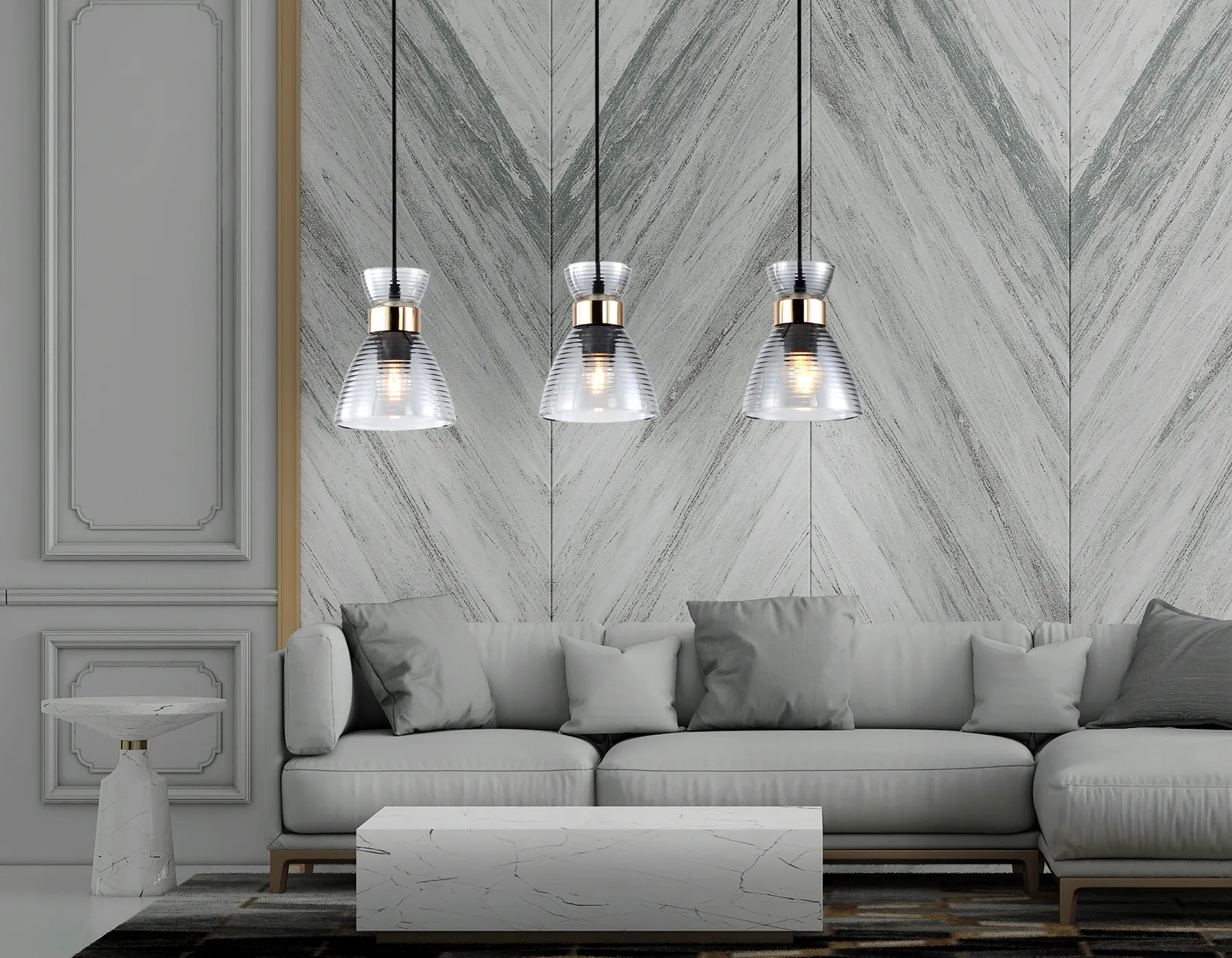 картинка Светильник подвесной со стеклянными плафонами