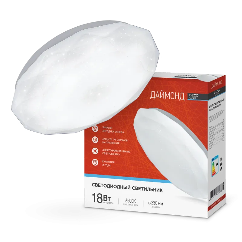 картинка Светильник светодиодный серии DECO ДАЙМОНД 18Вт 230В 6500К 1620Лм 260х55мм IN HOME