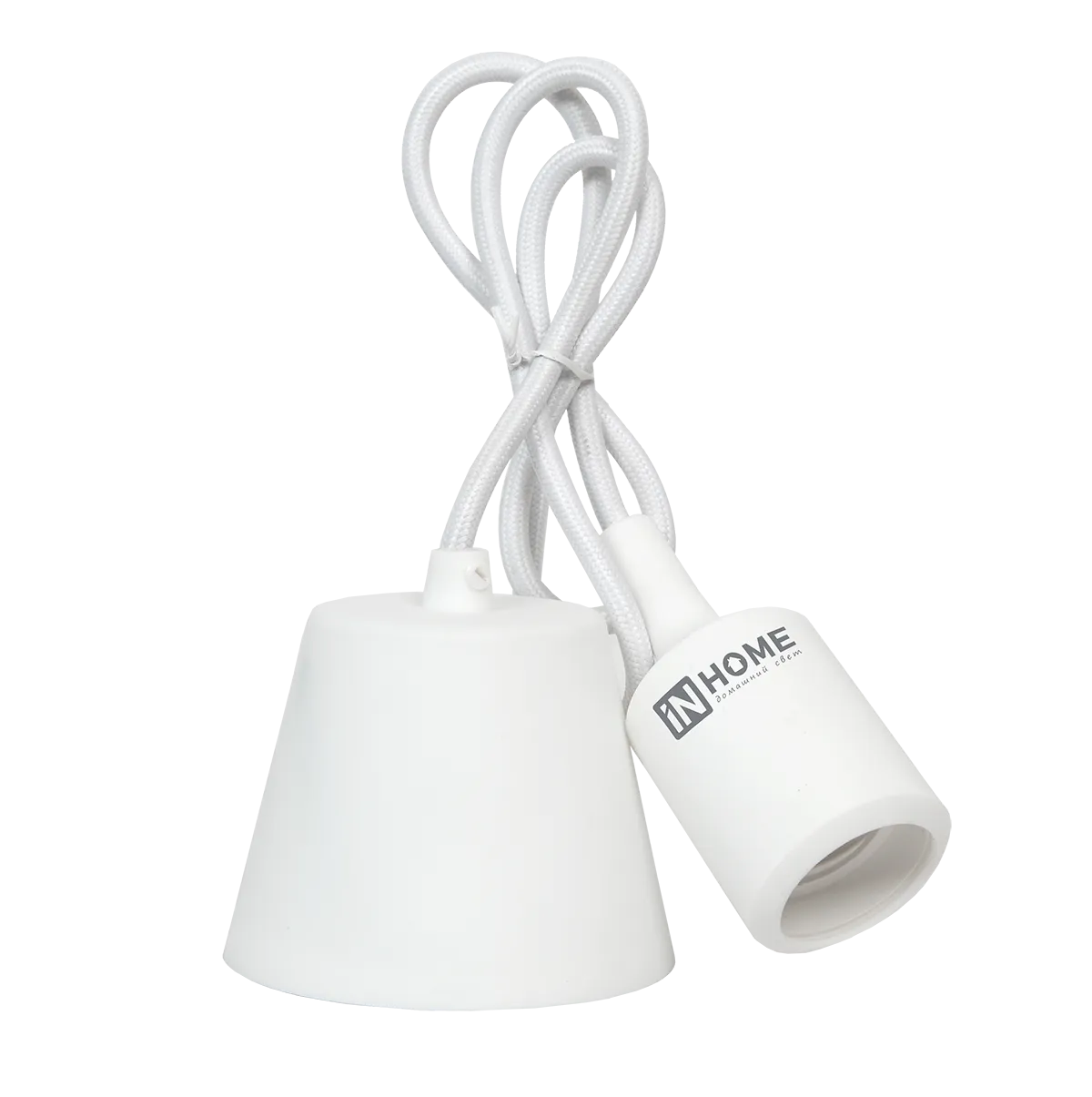 картинка Патрон Е27 силиконовый со шнуром 1м белый IN HOME