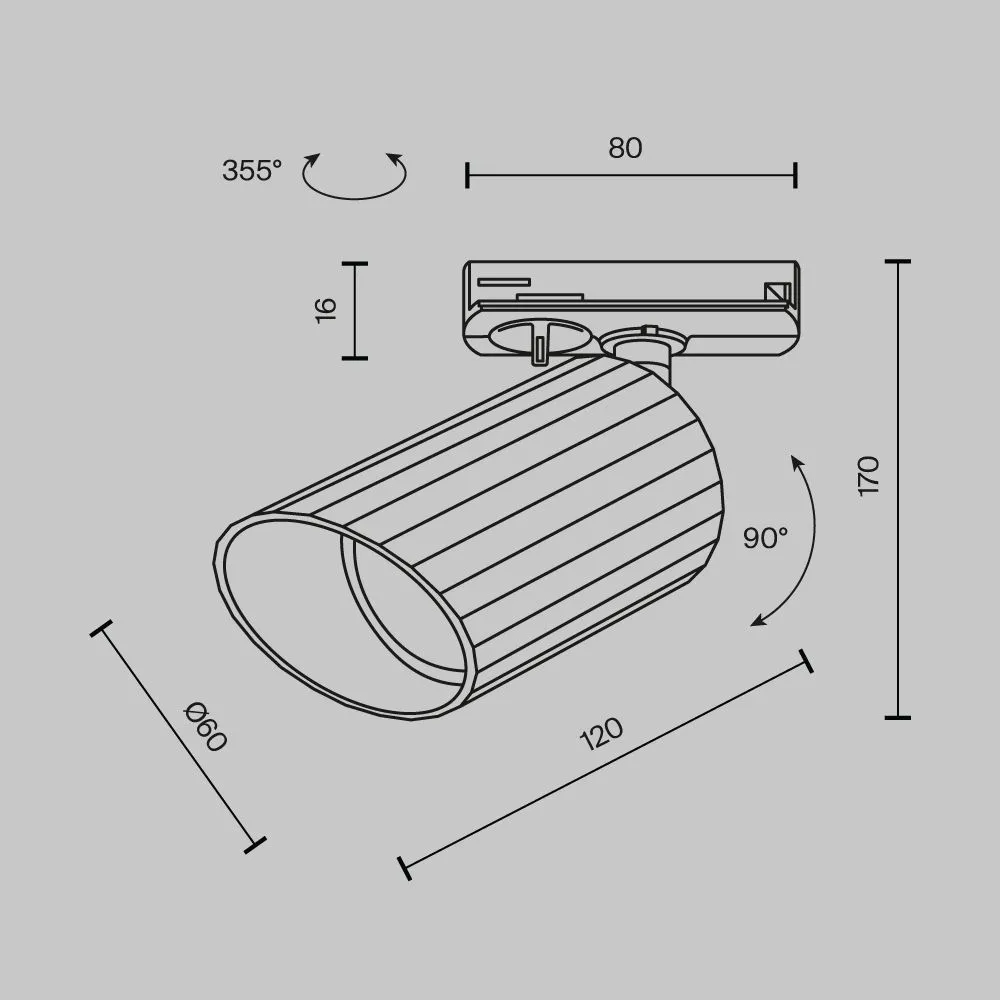 картинка Трековый светильник Technical TR087-1-GU10-B