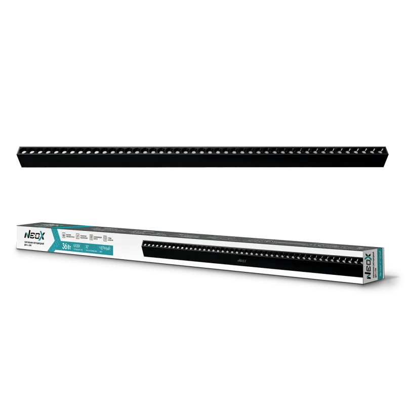 картинка Светильник светодиодный ДБО-L-LINE 36Вт 230В 30гр 6500К 3420Лм 95лм/Вт черный IP40 NEOX