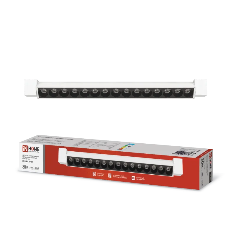 картинка Светильник трековый линейный светодиодный поворотный LTR-02R-TL 30Вт 4000К 3000Лм 475мм IP40 24 градуса белый серии TOP-LINE IN HOME
