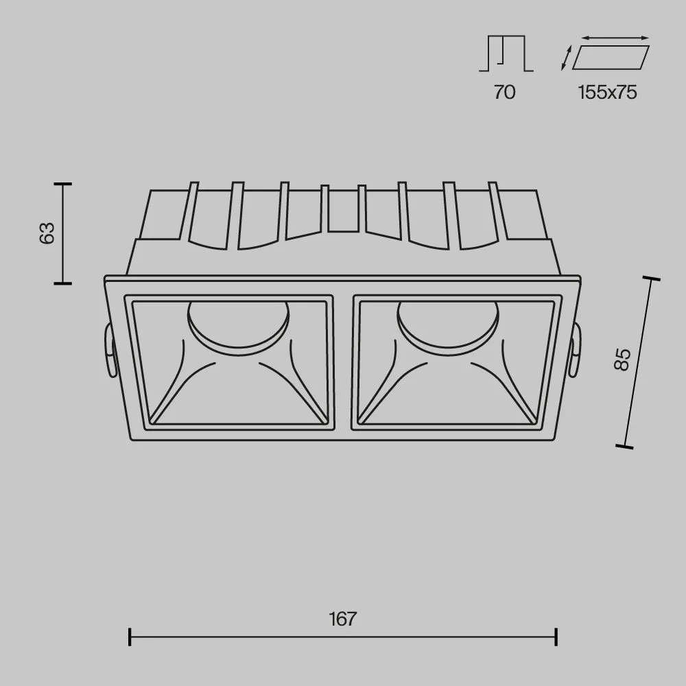картинка Встраиваемый светильник Technical DL043-02-15W4K-D-SQ-WB