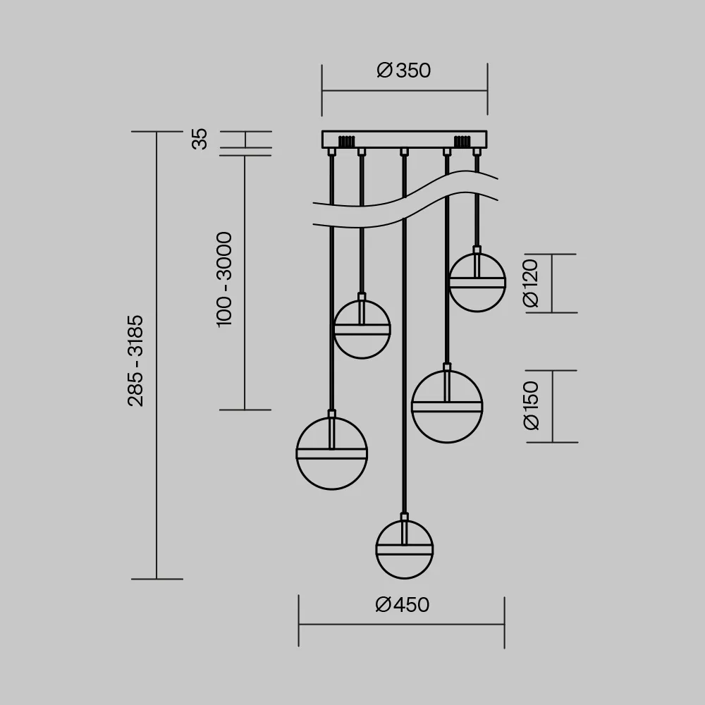 картинка Подвесной светильник Maytoni MOD295PL-L60BBS3K