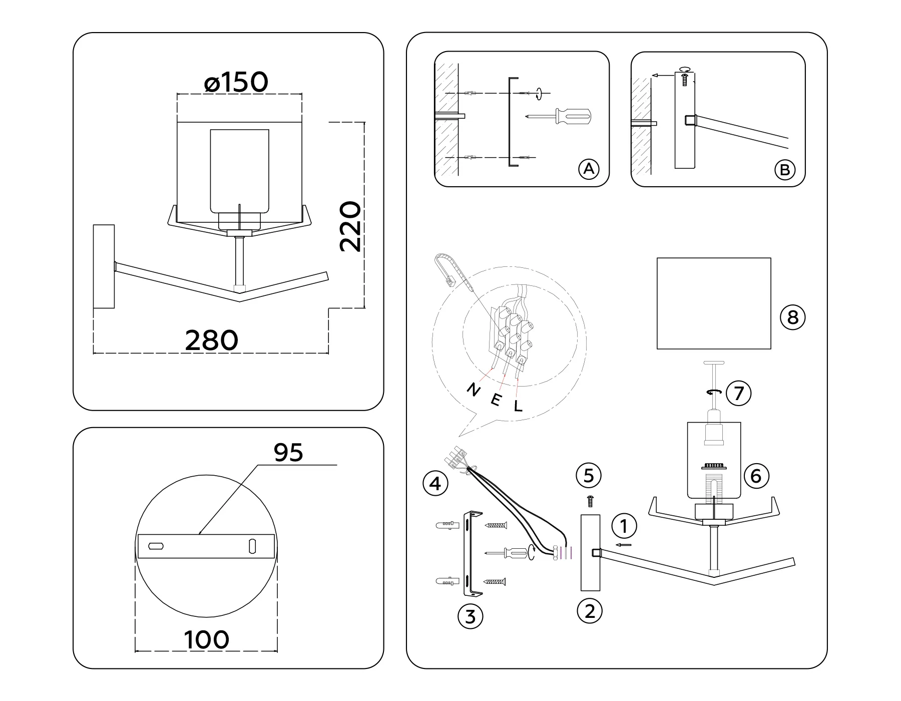 картинка Настенный светильник со стеклянным плафоном LH57010