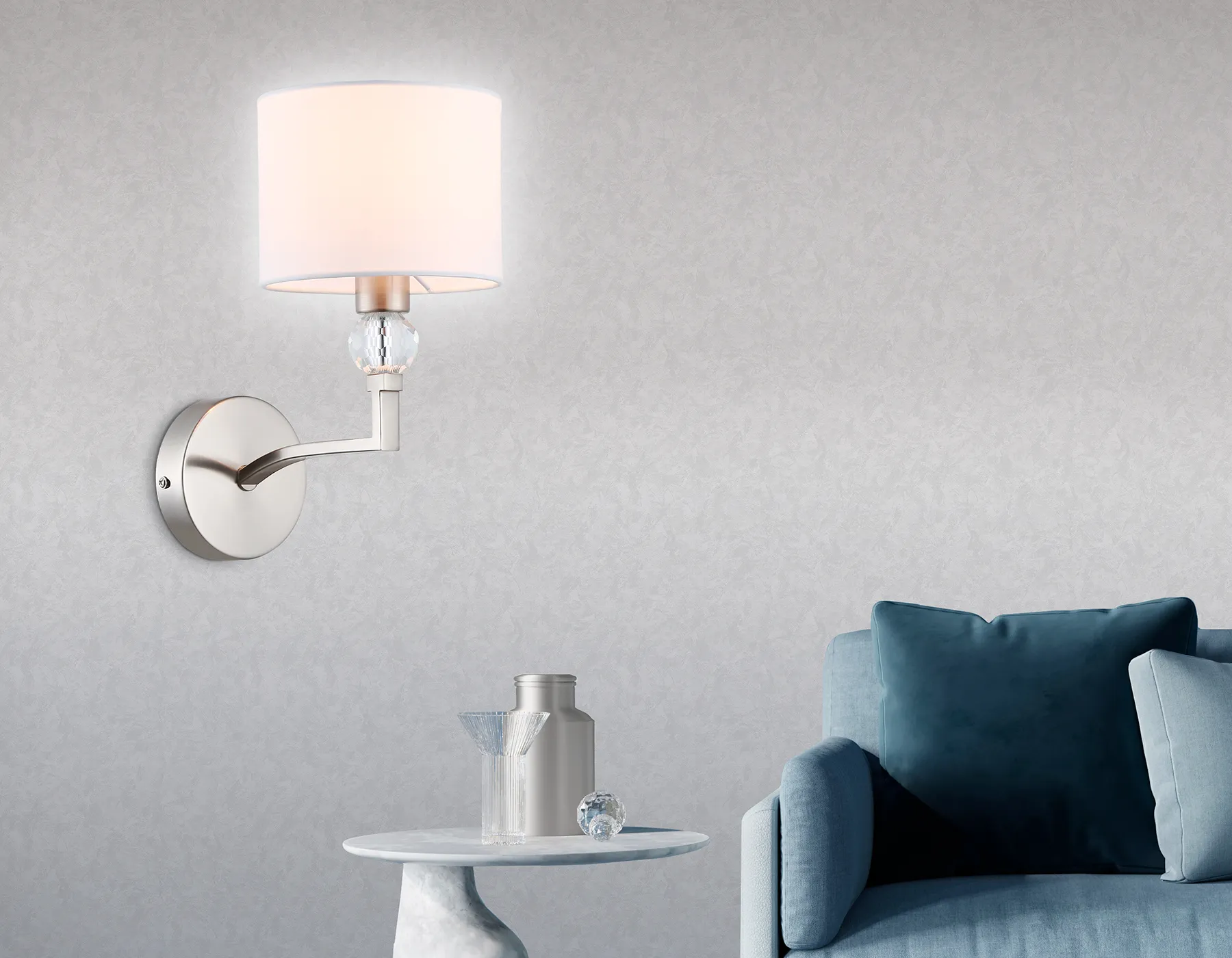 картинка Настенный светильник с абажуром и хрусталем LH71125