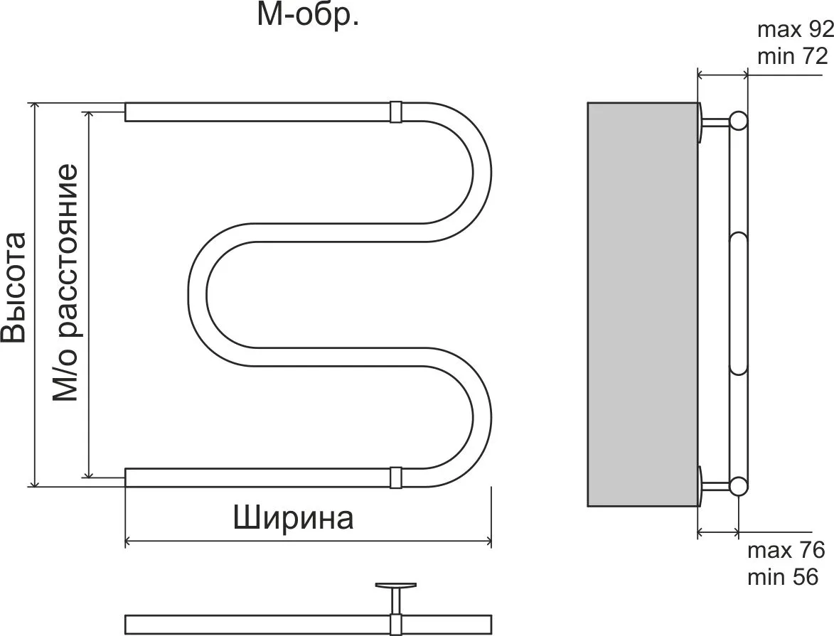 картинка Полотенцесушитель Терминус М-образный 32 (1") 500х400, арт.4620768888120
