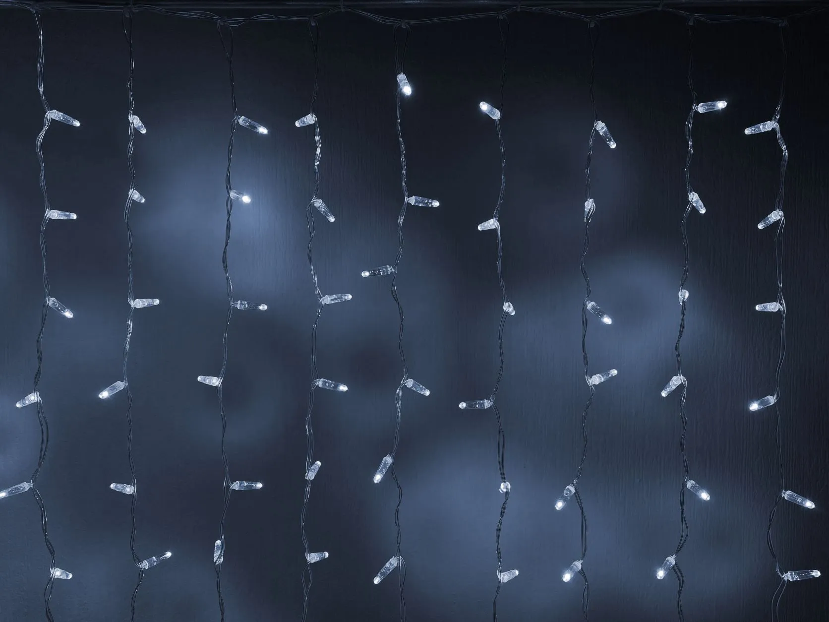 картинка Светодиодный занавес 2х1.5м, флэш, прозрачный провод, белый