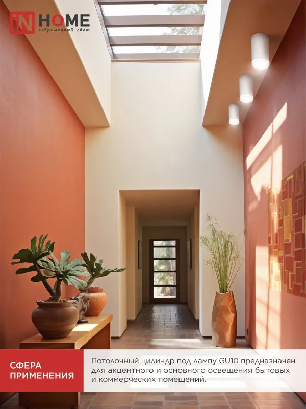 картинка Светильник потолочный НПБ ЦИЛИНДР-GU10-WL-WH под лампу GU10 55х110мм белый IN HOME