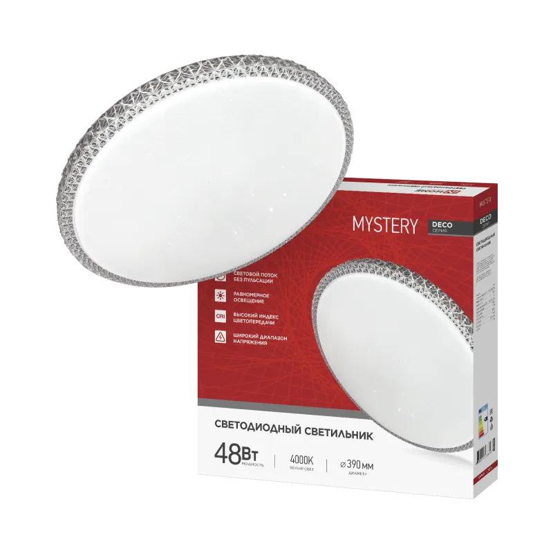 картинка Светильник светодиодный серии DECO MYSTERY 48Вт 230В 4000К 4320Лм 390х65мм IN HOME