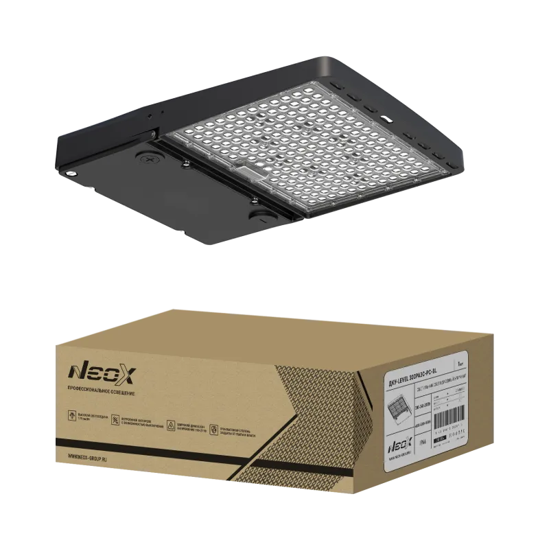 картинка Светильник уличный светодиодный ДКУ-LEVEL 300PA3C-PC-BL 300/240/200Вт 100-277В 175лм/Вт 3CCT 5лет IP66 NEOX