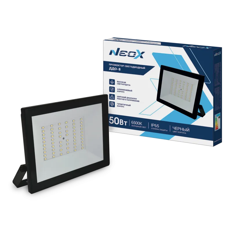 картинка Прожектор светодиодный ДДО-8 50Вт 230В 6500К 5000Лм 100лм/Вт IP65 черный NEOX