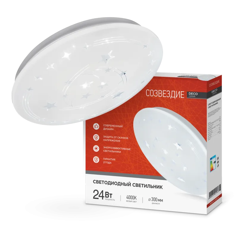картинка Светильник светодиодный серии DECO СОЗВЕЗДИЕ 24Вт 230В 4000К 2160Лм 330х55мм IN HOME