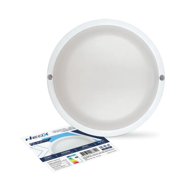 картинка Светильник светодиодный герметичный СПП МД-2565-КРУГ 25Вт 6500К 2250Лм с микроволн датчиком IP65 175мм NEOX