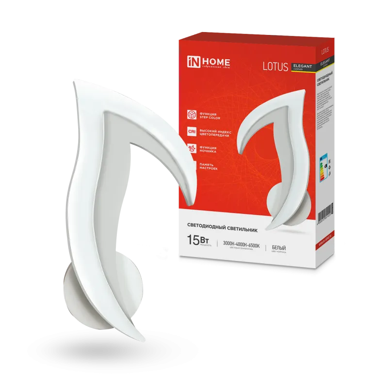 картинка Светильник светодиодный ELEGANT LOTUS 15Вт 230В 3000-6500K 1200Лм STEP COLOR белый IN HOME