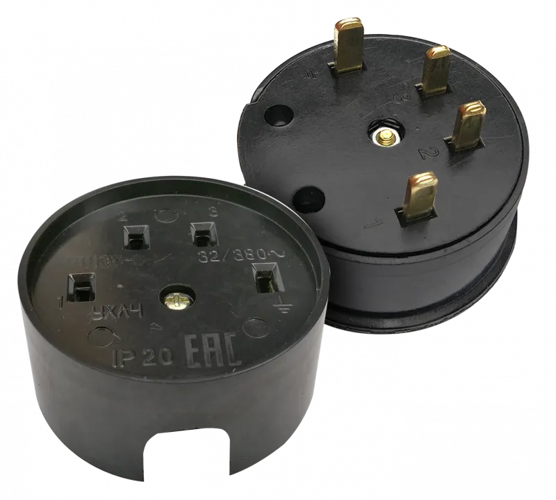 картинка Разъем печной РШ/ВШ карболитовый 25А 380В черный 9112 IN HOME