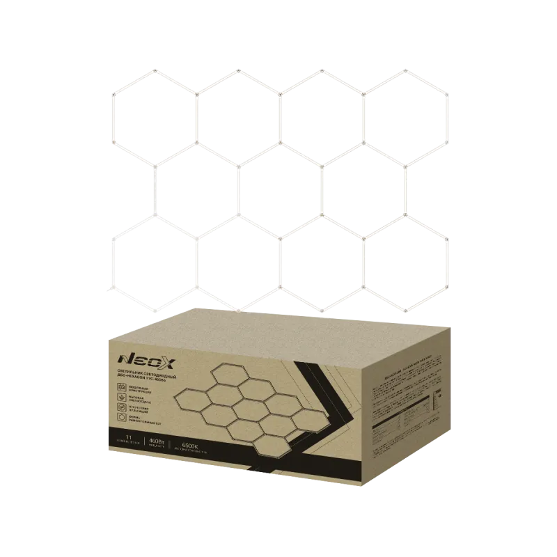 картинка Светильник светодиодный ДБО-HEXAGON 11С-46065 460Вт 230В 6500К 11 сот 0.5м шнур с вилкой 3256х2350мм NEOX